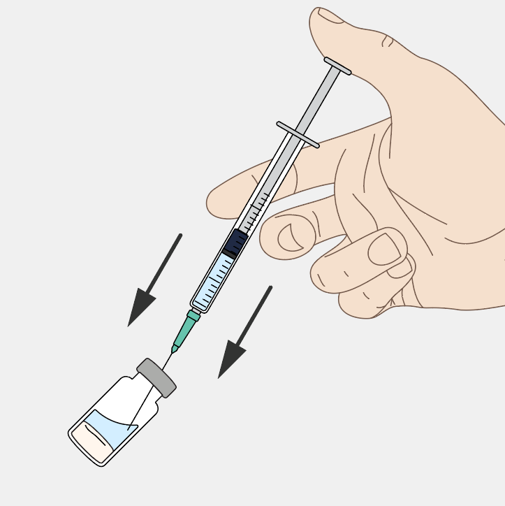 Injectez l'eau dans le flacon