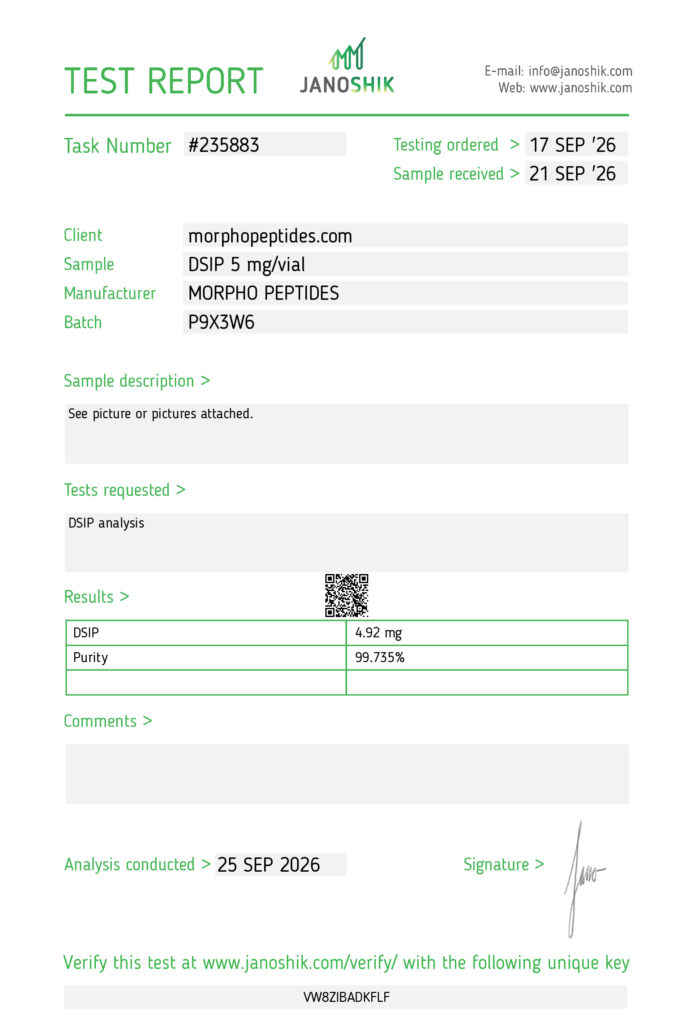 Certificat d'analyse : DSIP